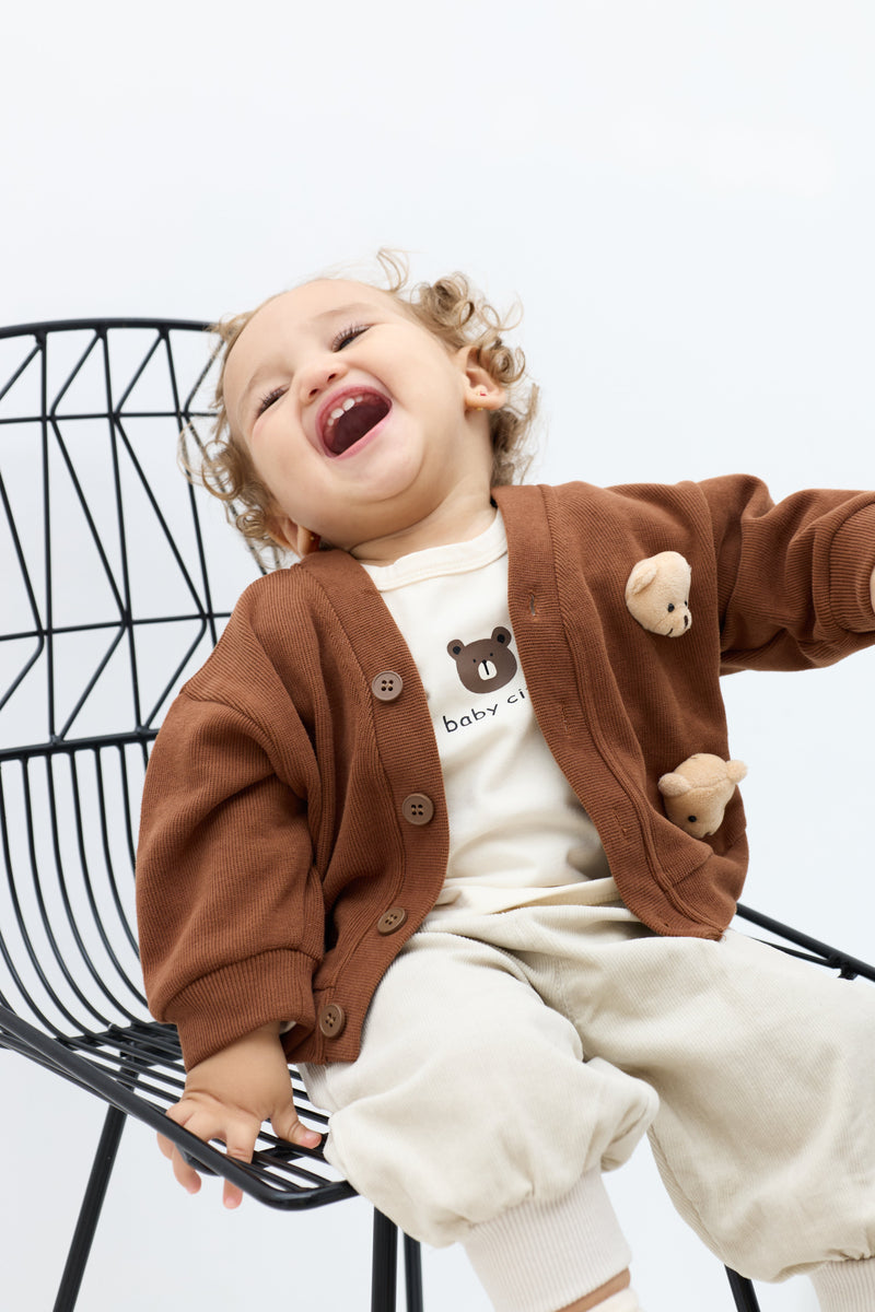 Ensemble 3 pièces enfant : cardigan, tee-shirt & jogging en coton