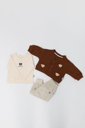 Ensemble 3 pièces enfant : cardigan, tee-shirt & jogging en coton